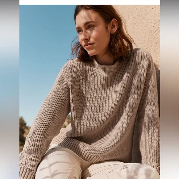 Haven Well Within Garment-Dyed Organic Cotton Rollneck Sweater Camel Tan Small - Picture 2 of 7